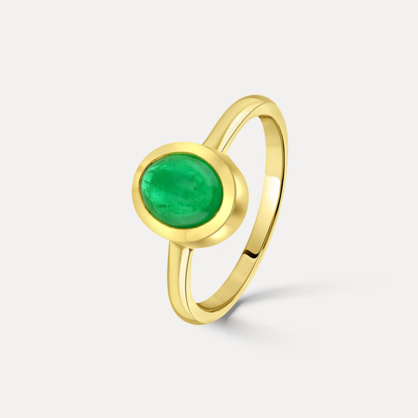 Colombian Emerald Cabochon Cut Cocktail Ring - 1.23ct