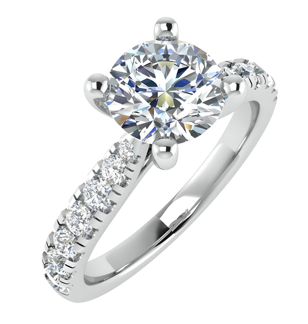 Solitaire Pave Round Cut Engagement Ring