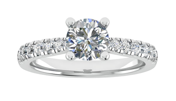 Solitaire Pave Round Cut Engagement Ring