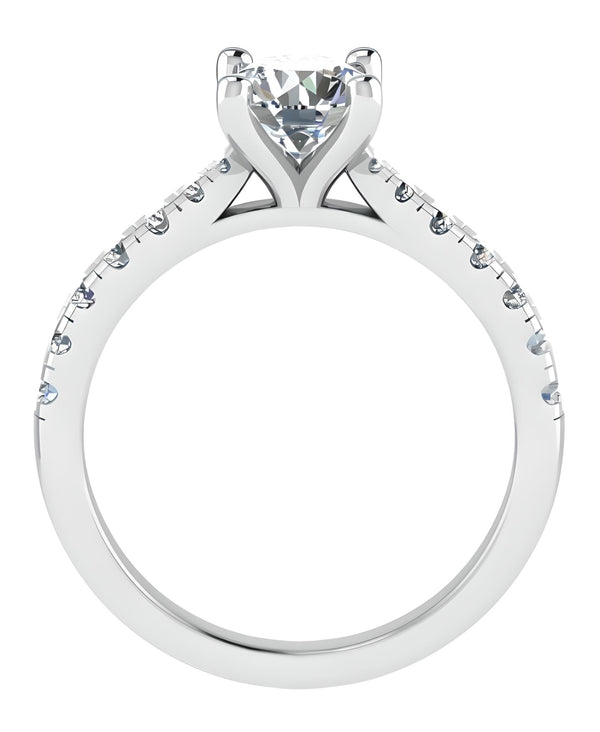 Solitaire Pave Round Cut Engagement Ring