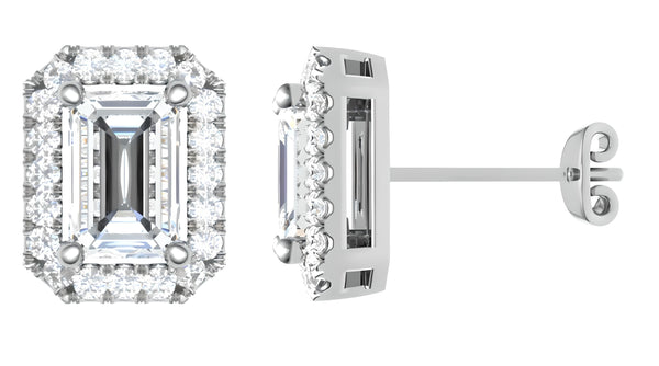 Halo Emerald Cut Earrings