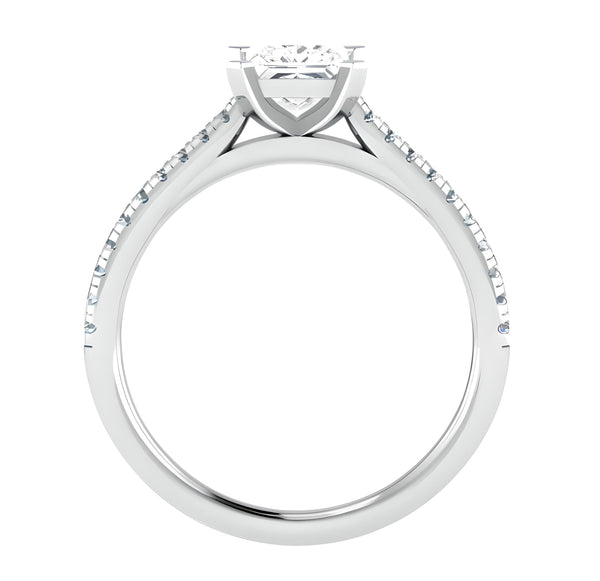 Solitaire Pave Princess Cut Engagement Ring