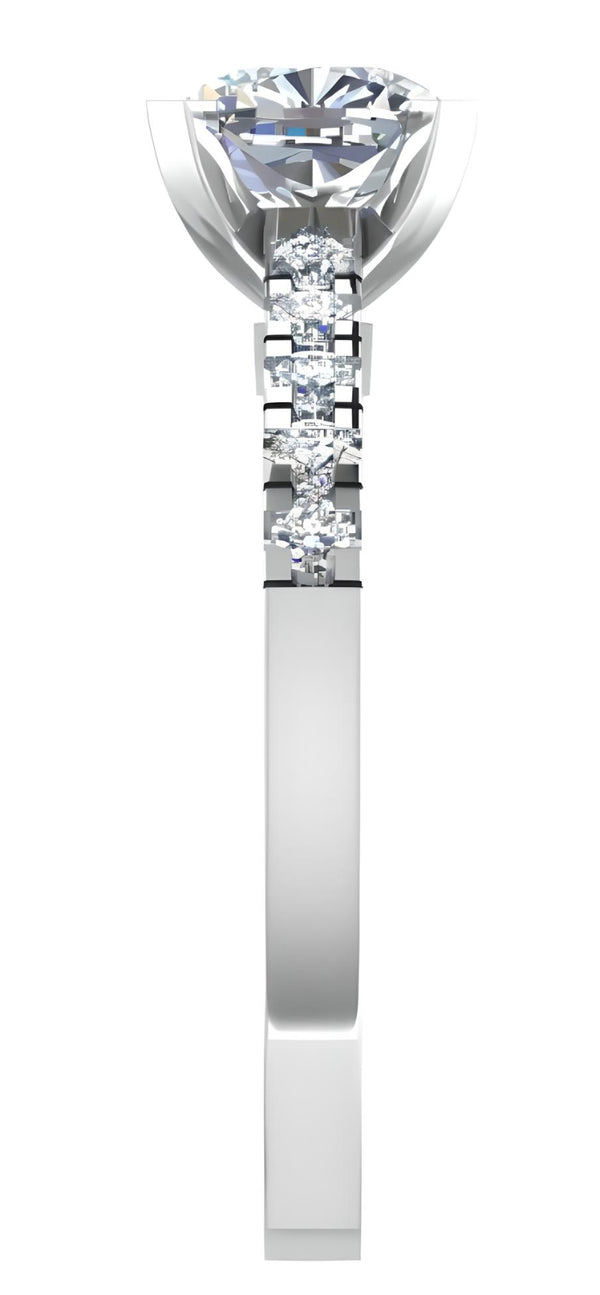 Solitaire Pave Cushion Cut Engagement Ring