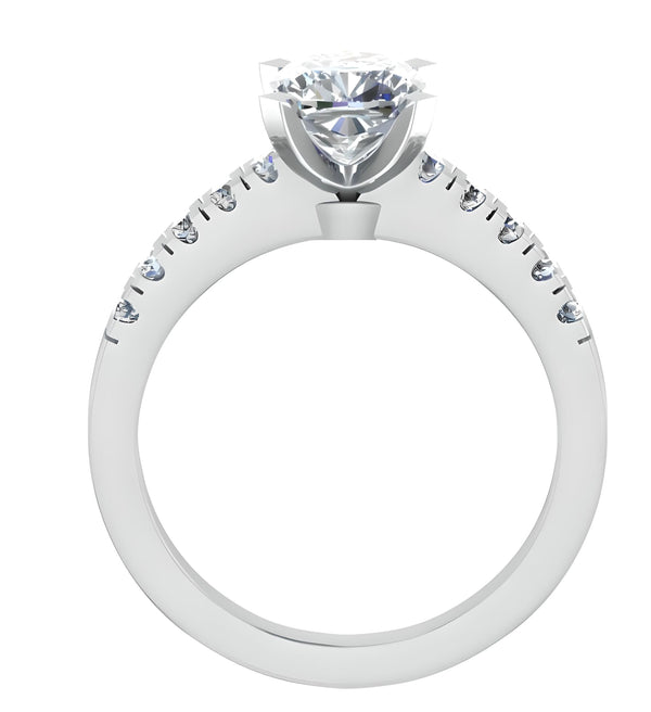 Solitaire Pave Cushion Cut Engagement Ring