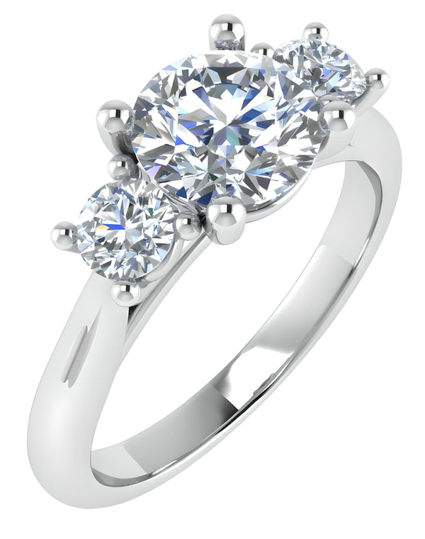 Trilogy Round Cut Engagement Ring