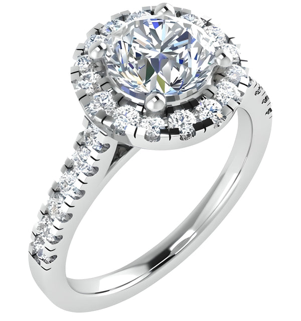 Halo Pave Round Cut Engagement Ring