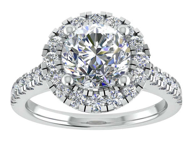 Halo Pave Round Cut Engagement Ring