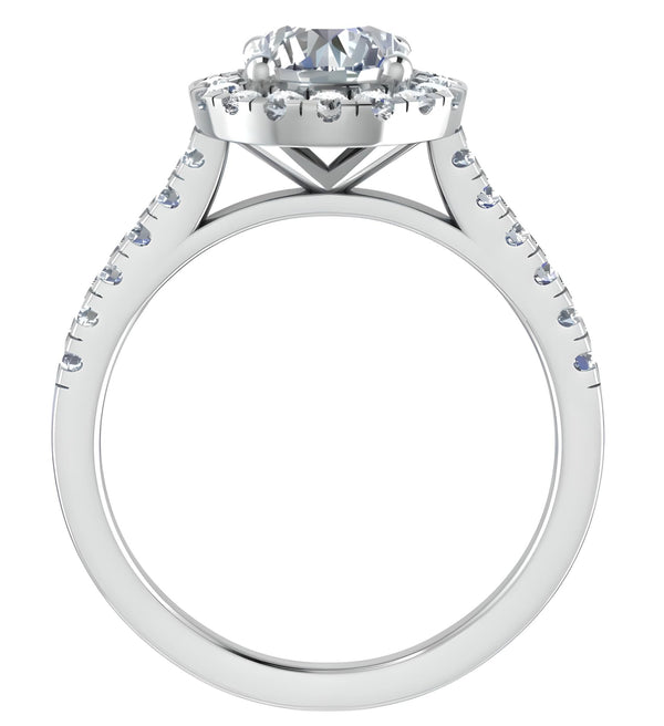 Halo Pave Round Cut Engagement Ring