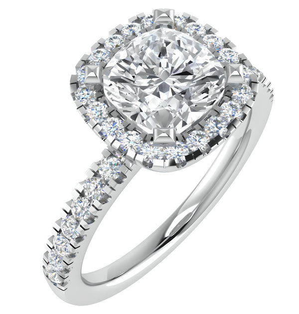 Halo Pave Cushion Cut Engagement Ring