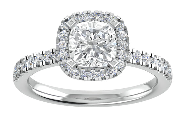 Halo Pave Cushion Cut Engagement Ring