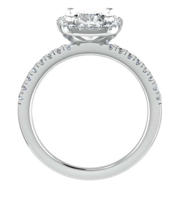 Halo Pave Cushion Cut Engagement Ring