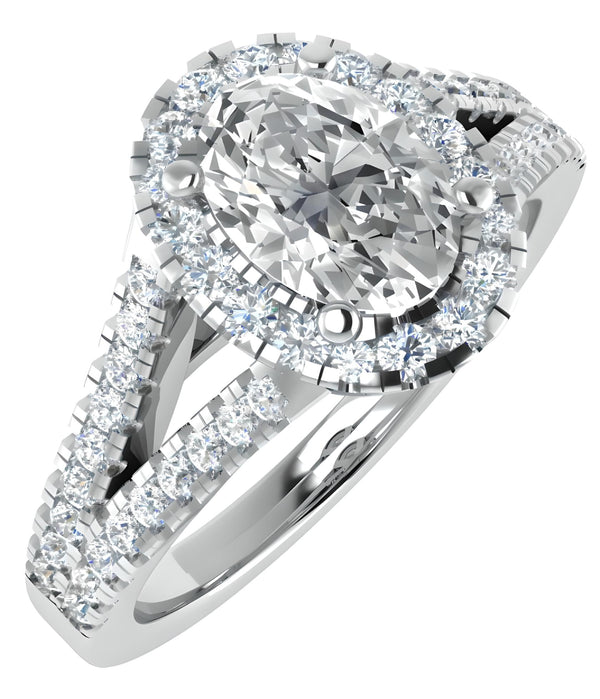 Halo Pave Oval Cut Engagement Ring