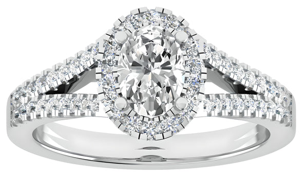 Halo Pave Oval Cut Engagement Ring