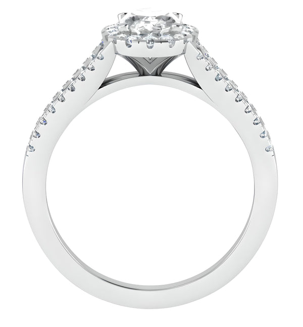 Halo Pave Oval Cut Engagement Ring