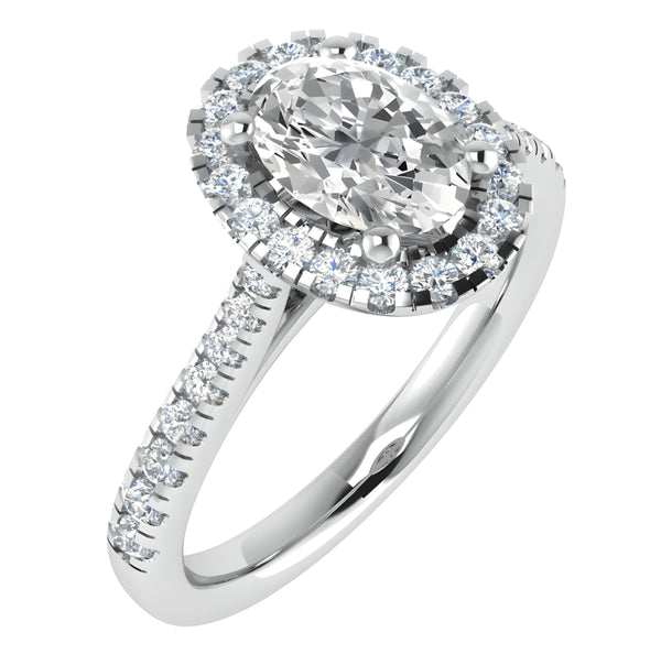 Halo Pave Oval Cut Engagement Ring