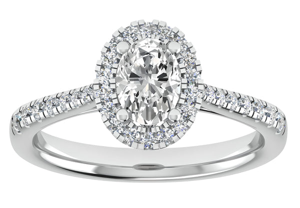 Halo Pave Oval Cut Engagement Ring