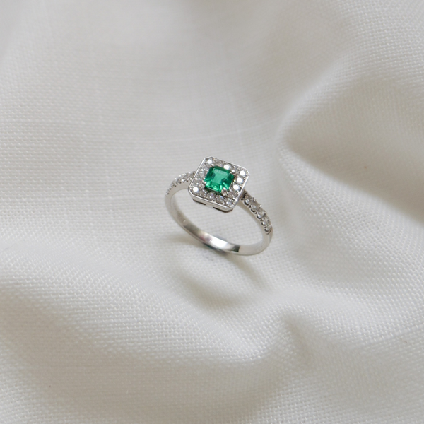 Colombian Emerald Square Cut Ring