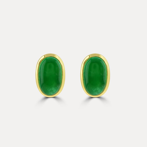 Colombian Emerald Oval Cabochon Earrings